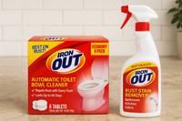 Iron Out Rust Stain Remover Automatic Toilet Bowl Cleaner Tablets and Powerful Gel Spray